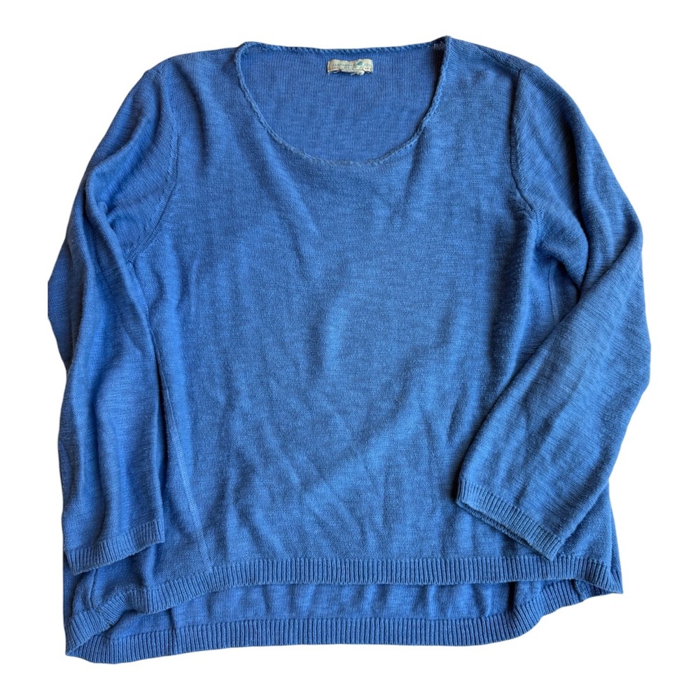 Caribbean Joe Blue Scoop Neck Lightweight Knit Sweater High-Low Hem Top